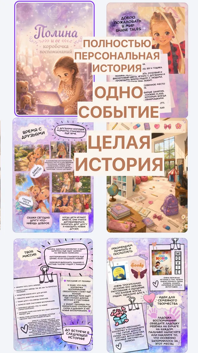 Полина и её коробочка воспоминаний — обложка и страницы
